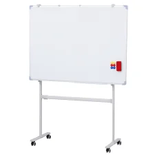 90x120cm Double-Sided Magnetic Whiteboard with Wheels, Easy-Clean Surface, Marker Tray, Eraser, Magnets, ABS Steel Frame