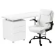 Artiss Computer Desk and Executive Office Chair Set White, 140cm, PU Leather, 3 Drawers, Height Adjustable, Study Home