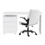 Artiss Computer Desk and Executive Office Chair Set White, 140cm, PU Leather, 3 Drawers, Height Adjustable, Study Home