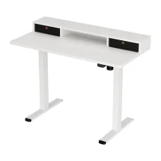 Artiss 120cm Electric Standing Desk with Motorised Height Adjustment, Storage Shelf Drawer, White, Particle Board