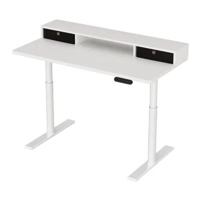 Artiss Electric Standing Desk 120cm White – Motorised Height Adjustable, Storage Rack Shelf, Drawers, Eco-Friendly