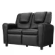 Keezi Kids Recliner Chair - Black PU Leather Sofa with Cup Holder, Adjustable Footrest, Solid Pinewood Frame, 95cm
