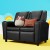 Keezi Kids Recliner Chair - Black PU Leather Sofa with Cup Holder, Adjustable Footrest, Solid Pinewood Frame, 95cm