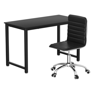 Artiss 120cm Computer Desk & Black PU Leather Office Chair Set, Metal Frame, Height-Adjustable, Modern Design Artiss 120cm Computer Desk & Black PU Leather Office Chair Set, Metal Frame, Height-Adjustable, Modern Design