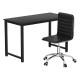 Artiss 120cm Computer Desk & Black PU Leather Office Chair Set, Metal Frame, Height-Adjustable, Modern Design