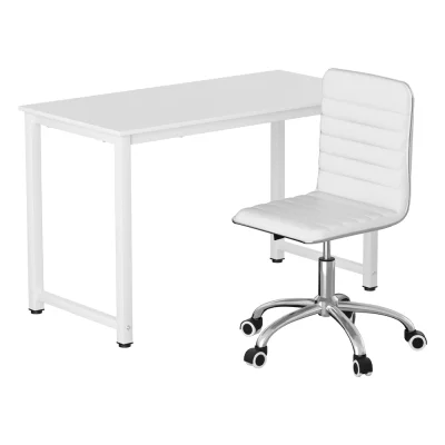 Artiss 120cm Computer Desk & PU Leather Chair Set - White, Metal Frame, Anti-Scratch, Adjustable, Modern Workspace Combo