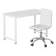 Artiss 120cm Computer Desk & PU Leather Chair Set - White, Metal Frame, Anti-Scratch, Adjustable, Modern Workspace Combo