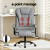 Artiss Executive Office Chair 4-Point Massage Recliner, Ergonomic Adjustable Linen Seat, 135° Recline, Grey, 150kg