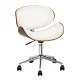 Artiss Wooden Office Chair White PU Leather Seat, Brown Frame, 360° Swivel, Height Adjustable, Retro Modern Design Artiss Wooden Office Chair White PU Leather Seat, Brown Frame, 360° Swivel, Height Adjustable, Retro Modern Design