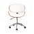 Artiss Wooden Office Chair White PU Leather Seat, Brown Frame, 360° Swivel, Height Adjustable, Retro Modern Design