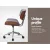 Artiss Wooden Office Chair, Wood/Fabric, Grey/Brown, 77-87cm, Stylish Rotatable Seat, Adjustable, TUV-Certified