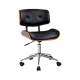 Artiss Wooden Office Chair with PU Leather Seat, Swivel, Height Adjustable, Black/Brown, 77-87cm, 3-Year Warranty