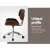 Artiss Wooden Office Chair with PU Leather Seat, Swivel, Height Adjustable, Black/Brown, 77-87cm, 3-Year Warranty
