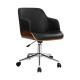 Artiss Portia Wooden Office Chair, PU Leather, Chrome Base, Black, Adjustable, 360° Rotation, 3-Year Warranty