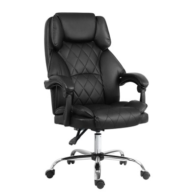 Artiss Executive Office Chair, PU Leather Recliner, Black, Adjustable Height, Ergonomic Design, 70x70x113-123cm