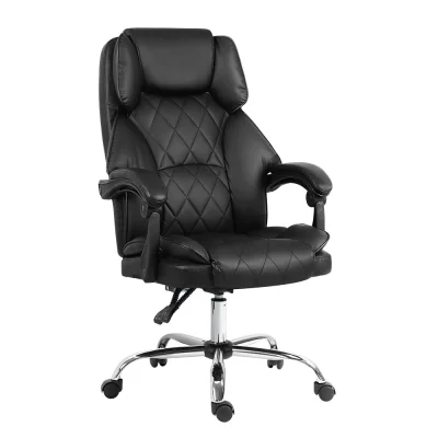 Artiss Executive Office Chair, PU Leather Recliner, Black, Adjustable Height, Ergonomic Design, 70x70x113-123cm Artiss Executive Office Chair, PU Leather Recliner, Black, Adjustable Height, Ergonomic Design, 70x70x113-123cm