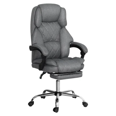 Artiss Executive Office Chair, Fabric with Footrest, Grey, 67x67x126cm, Ergonomic High-Back, Adjustable Recline