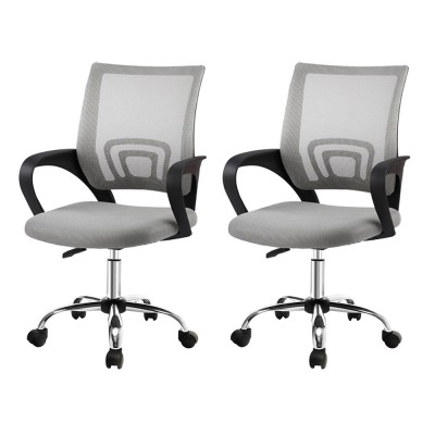 Artiss 2x Cody Grey Mesh Office Chair - Mid Back, Lumbar Support, 360° Swivel, Chrome Base, Height Adjustable Artiss 2x Cody Grey Mesh Office Chair - Mid Back, Lumbar Support, 360° Swivel, Chrome Base, Height Adjustable