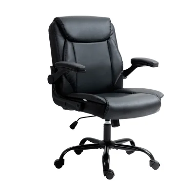 Artiss Executive Office Chair, PU Leather, Mid-Back, Black, 67x65x95-103cm, Ergonomic, Adjustable, Home Office Comfort