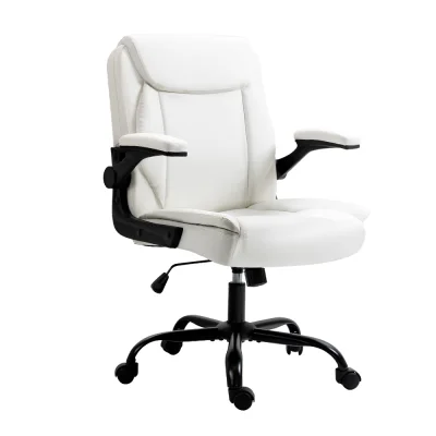 Artiss Executive Office Chair, PU Leather, Mid Back, White, 67x65x95-103cm, Ergonomic Comfort & Stylish Design