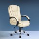 Artiss Rainier Beige Executive Office Chair - High-Back PU Leather, Tilt & Height Adjustable, 360° Swivel, Chrome Base