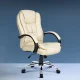 Artiss Rainier Beige Executive Office Chair - High-Back PU Leather, Tilt & Height Adjustable, 360° Swivel, Chrome Base