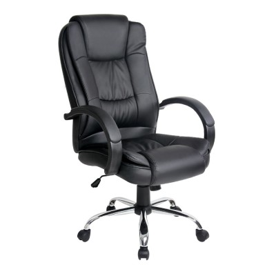 Artiss Executive Office Chair - Premium Black PU Leather, High-Back, Padded Comfort, Chrome Base, 360° Swivel Artiss Executive Office Chair - Premium Black PU Leather, High-Back, Padded Comfort, Chrome Base, 360° Swivel