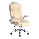 Artiss Kea Executive Office Chair Beige PU Leather, High Back, Lumbar Support, Tilt, Retractable Armrests, 150kg