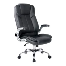 Artiss Kea Executive Office Chair Black PU Leather, High Back, Lumbar Support, Tilt, Retractable Armrests, 150kg