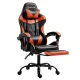 Artiss Comfy Gaming Office Chair - Executive PVC Leather Seat with Footrest, Adjustable Height, Orange, 360° Swivel