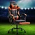 Artiss Comfy Gaming Office Chair - Executive PVC Leather Seat with Footrest, Adjustable Height, Orange, 360° Swivel