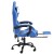 Artiss Blue & White Executive Gaming Chair – High-Back, PVC Leather, Adjustable Footrest, 360° Swivel, 120kg Capacity