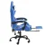 Artiss Blue & White Executive Gaming Chair – High-Back, PVC Leather, Adjustable Footrest, 360° Swivel, 120kg Capacity