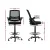 Artiss Black Mesh Drafting Stool - Ergonomic Office Chair with Adjustable Footrest, Flip-Up Armrests, 360° Rotation