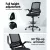 Artiss Black Mesh Drafting Stool - Ergonomic Office Chair with Adjustable Footrest, Flip-Up Armrests, 360° Rotation