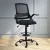 Artiss Black Mesh Drafting Stool - Ergonomic Office Chair with Adjustable Footrest, Flip-Up Armrests, 360° Rotation
