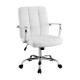Artiss White PU Leather Office Chair with Mid-Back, Adjustable Height, Chrome Base, and Padded Armrests