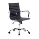 Artiss Office Chair - Mid Back PU Leather, 360° Swivel, Height & Tilt Adjustable, Chrome Base, Black Conference Seating