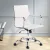 Artiss Office Chair White PU Leather Mid Back Conference Chair with Chrome Base, Height & Tilt Adjustable, 360° Swivel