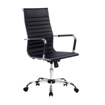 Artiss High Back Office Chair - Black PU Leather, 360° Swivel, Adjustable Height & Tilt, Chrome Base, Built-in Rack