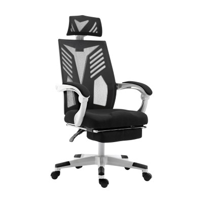 Artiss Mesh Office Chair Recliner, Black and White, High-Back, Adjustable, Breathable, 150° Recline, Ergonomic Design