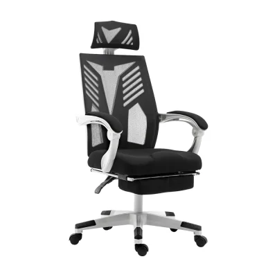 Artiss Mesh Office Chair Recliner, Black and White, High-Back, Adjustable, Breathable, 150° Recline, Ergonomic Design