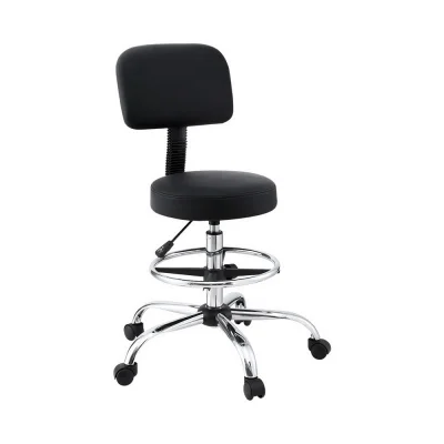 Artiss Ergonomic Black Drafting Chair - PU Leather, 10cm Height Adjust, 360° Swivel, Chrome Base, for Home & Office Artiss Ergonomic Black Drafting Chair - PU Leather, 10cm Height Adjust, 360° Swivel, Chrome Base, for Home & Office