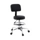 Artiss Ergonomic Black Drafting Chair - PU Leather, 10cm Height Adjust, 360° Swivel, Chrome Base, for Home & Office