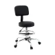 Artiss Ergonomic Black Drafting Chair - PU Leather, 10cm Height Adjust, 360° Swivel, Chrome Base, for Home & Office