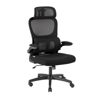 Artiss Ergonomic Office Chair Mesh Black, High-Back, Lumbar Support, Adjustable Headrest, Flip-Up Armrests, 8cm Height Artiss Ergonomic Office Chair Mesh Black, High-Back, Lumbar Support, Adjustable Headrest, Flip-Up Armrests, 8cm Height