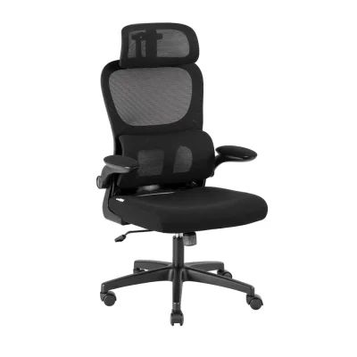 Artiss Ergonomic Office Chair Mesh Black, High-Back, Lumbar Support, Adjustable Headrest, Flip-Up Armrests, 8cm Height