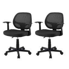 Artiss 2x Mesh Office Chair Black, Ergonomic Mid Back, Adjustable Height, Armrests, 50x48x86-96cm, Home Office