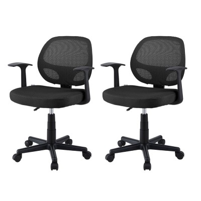Artiss 2x Mesh Office Chair Black, Ergonomic Mid Back, Adjustable Height, Armrests, 50x48x86-96cm, Home Office Artiss 2x Mesh Office Chair Black, Ergonomic Mid Back, Adjustable Height, Armrests, 50x48x86-96cm, Home Office