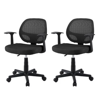Artiss 2x Mesh Office Chair Black, Ergonomic Mid Back, Adjustable Height, Armrests, 50x48x86-96cm, Home Office